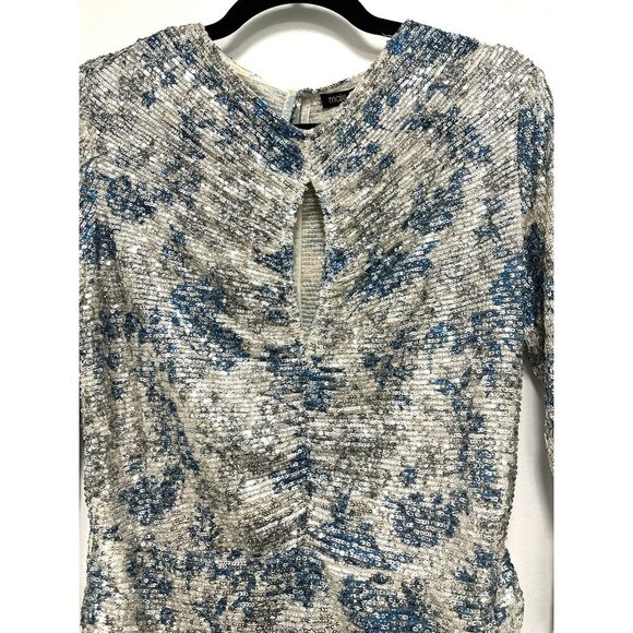 Maje $595 Sequins Mini Dress Raquine Blue Silver Size 40 Large - Picture 4 of 9